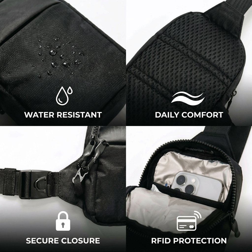 The Valenti Sling Bag® | Sleek. Secure. Weatherproof